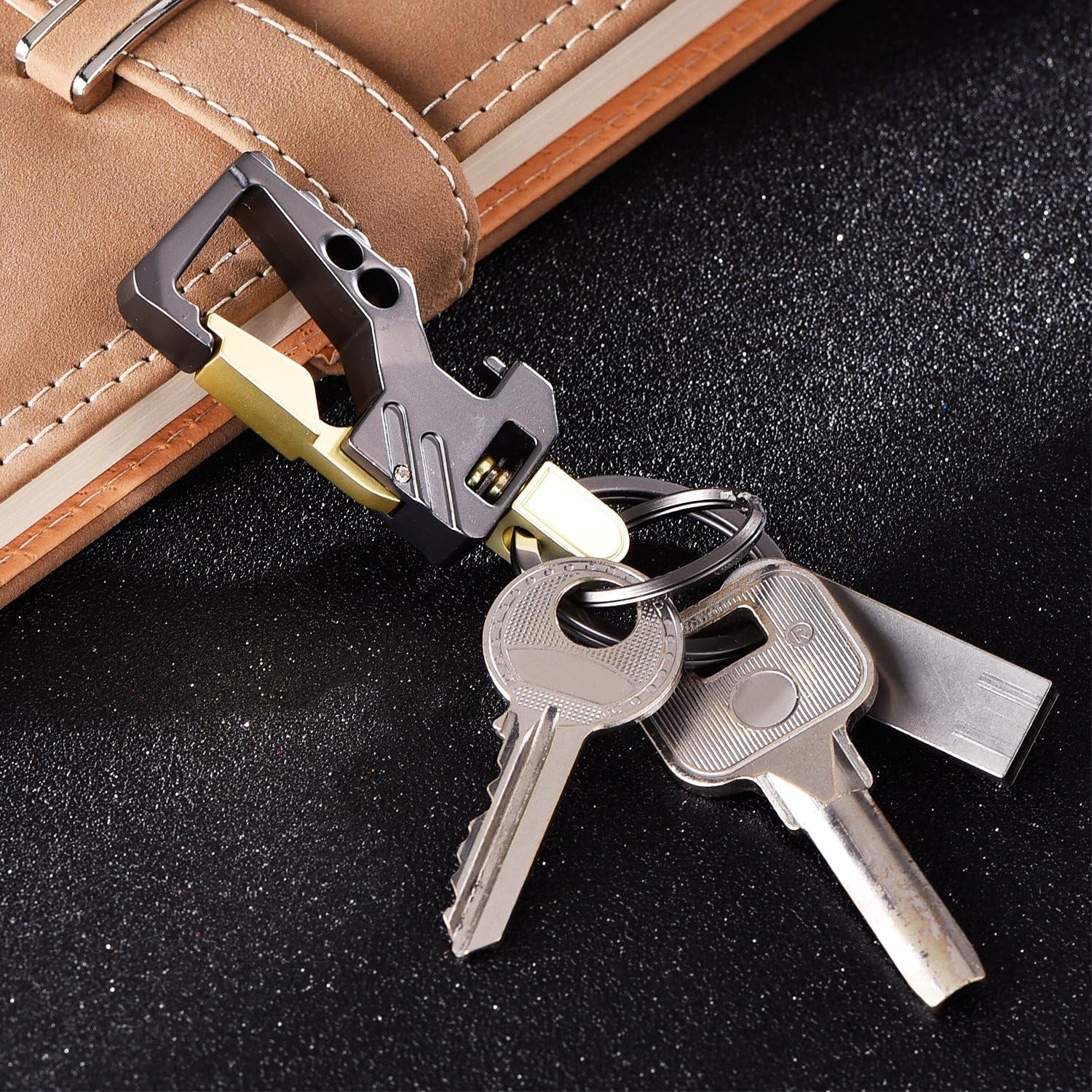 2-Pack Car Keychain Bottle Openers for Men and Women (Gunmetal and Gold)
