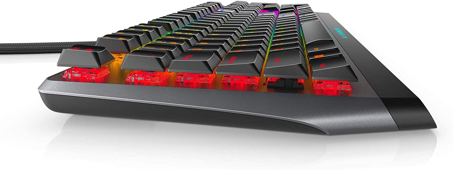 Alienware AW510K Low-Profile RGB Gaming Keyboard with Per-Key RGB LED Backlighting, Media Controls, USB Passthrough, and Cherry MX Low Profile Red Switches