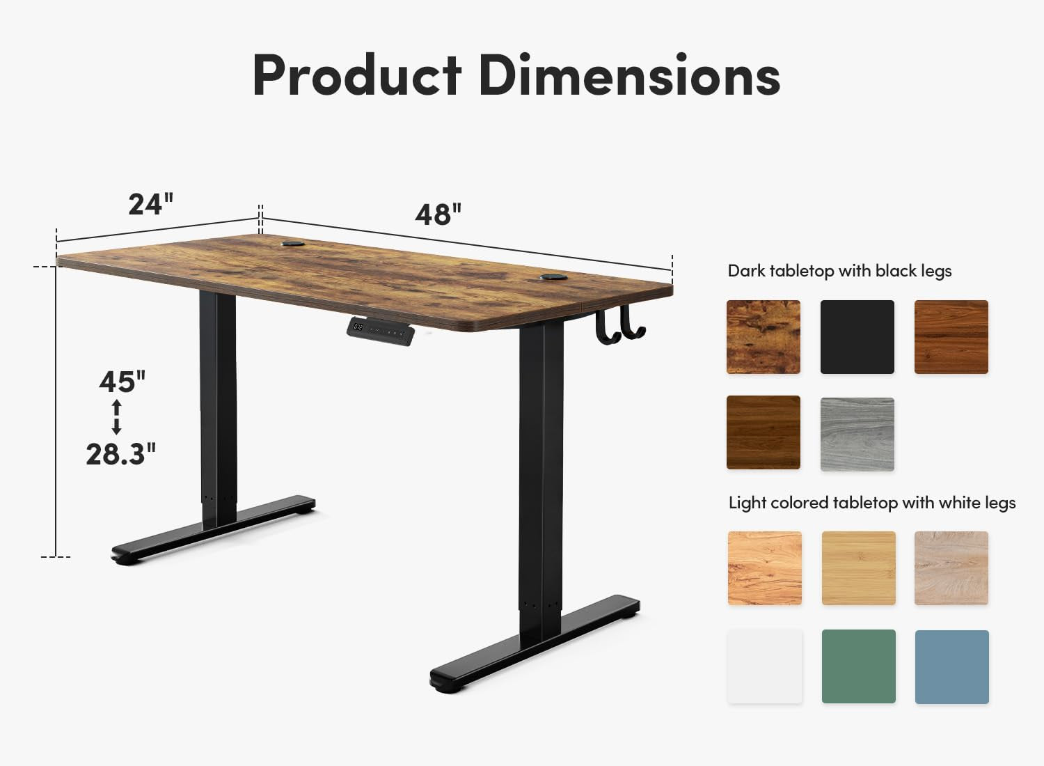 FEZIBO Height Adjustable Electric Standing Desk, 48" x 24" Rustic Brown Sit-Stand Home Office Computer Desk