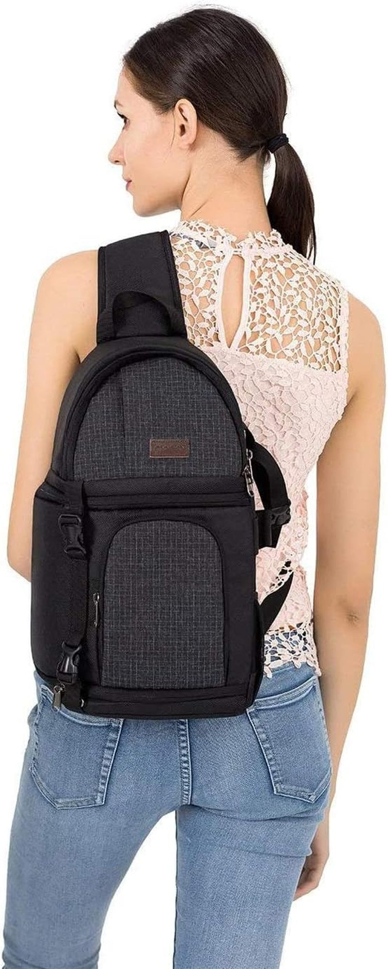 MOSISO Shockproof Camera Sling Bag for DSLR/SLR/Mirrorless Cameras with Tripod Holder and Removable Modular Inserts, Compatible with Canon, Nikon, Sony, and Fuji