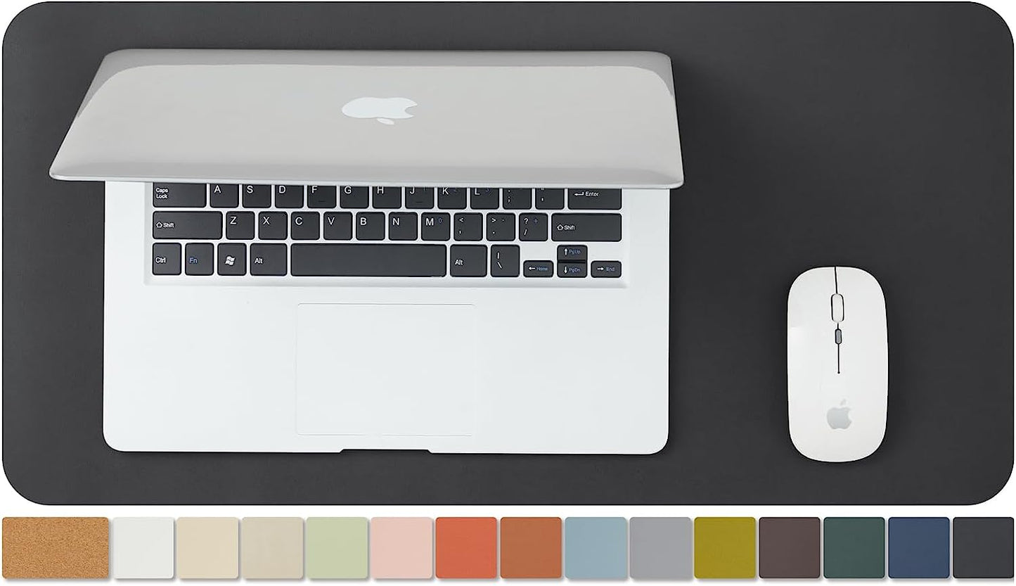 Compact Dual-Sided Cork Desk Mat - Versatile Desk Pad for Home and Office - Ideal for Mouse Usage and Desk Organization (Black, 23.6" x 11.8")