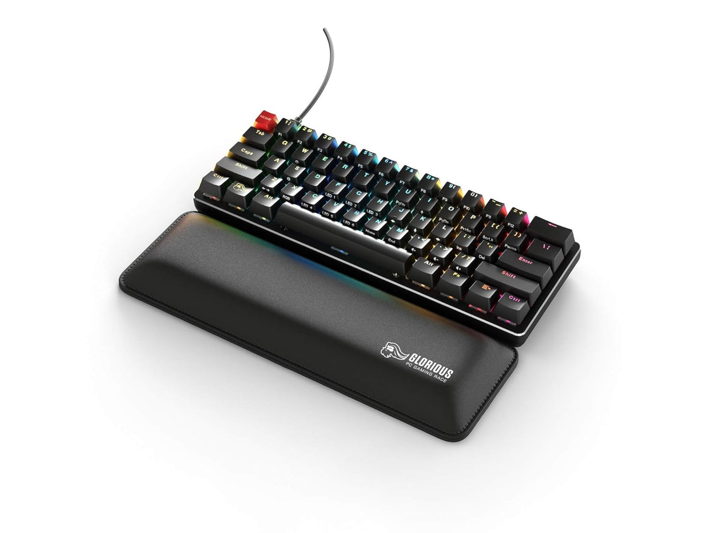 Glorious GMMK 60% Compact Mechanical Gaming Keyboard - USB-C Wired with RGB Hot-Swappable Switches and Keycaps - Black Metal Top Plate