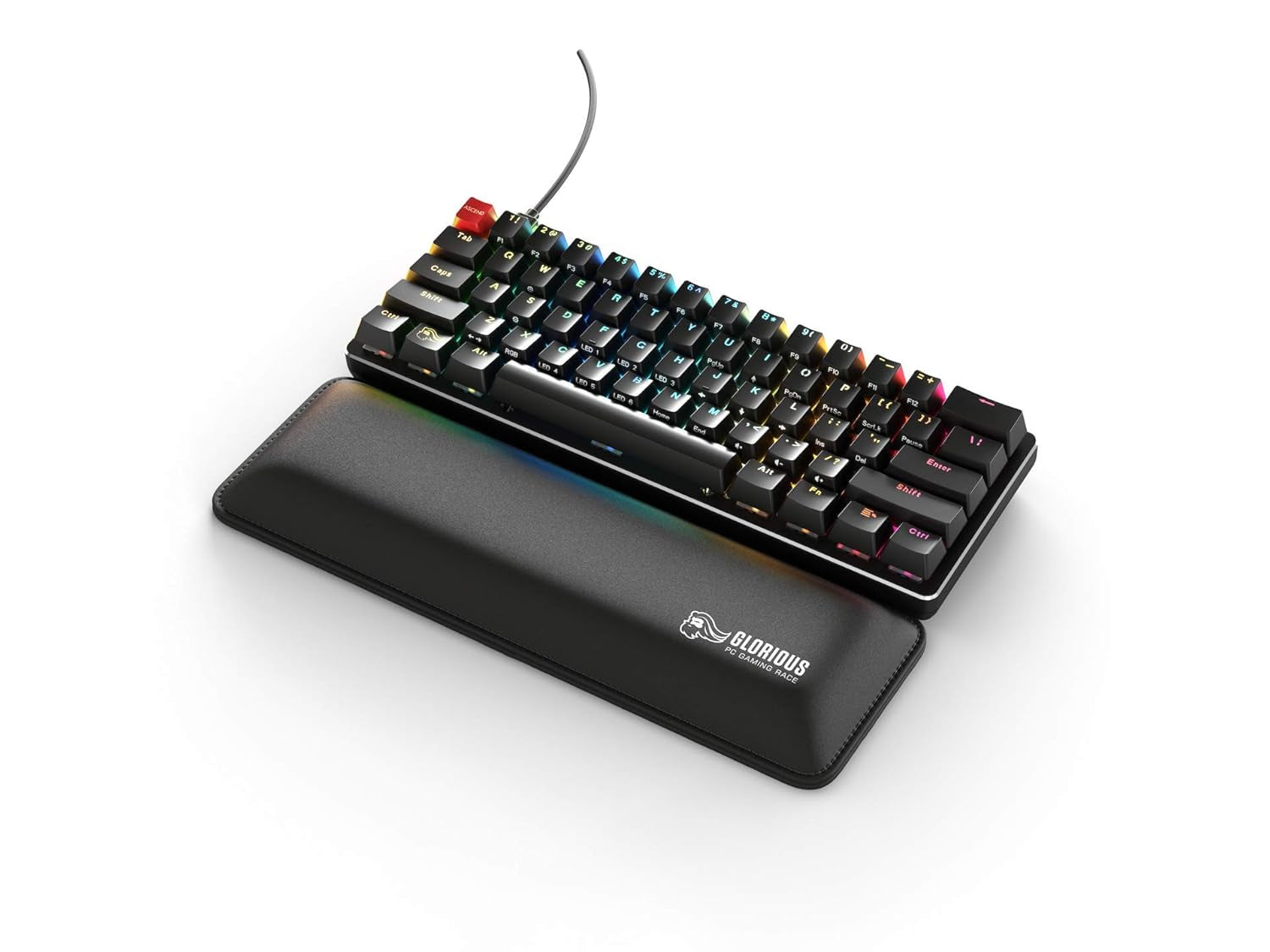 Glorious GMMK 60% Compact Mechanical Gaming Keyboard - USB-C Wired with RGB Hot-Swappable Switches and Keycaps - Black Metal Top Plate