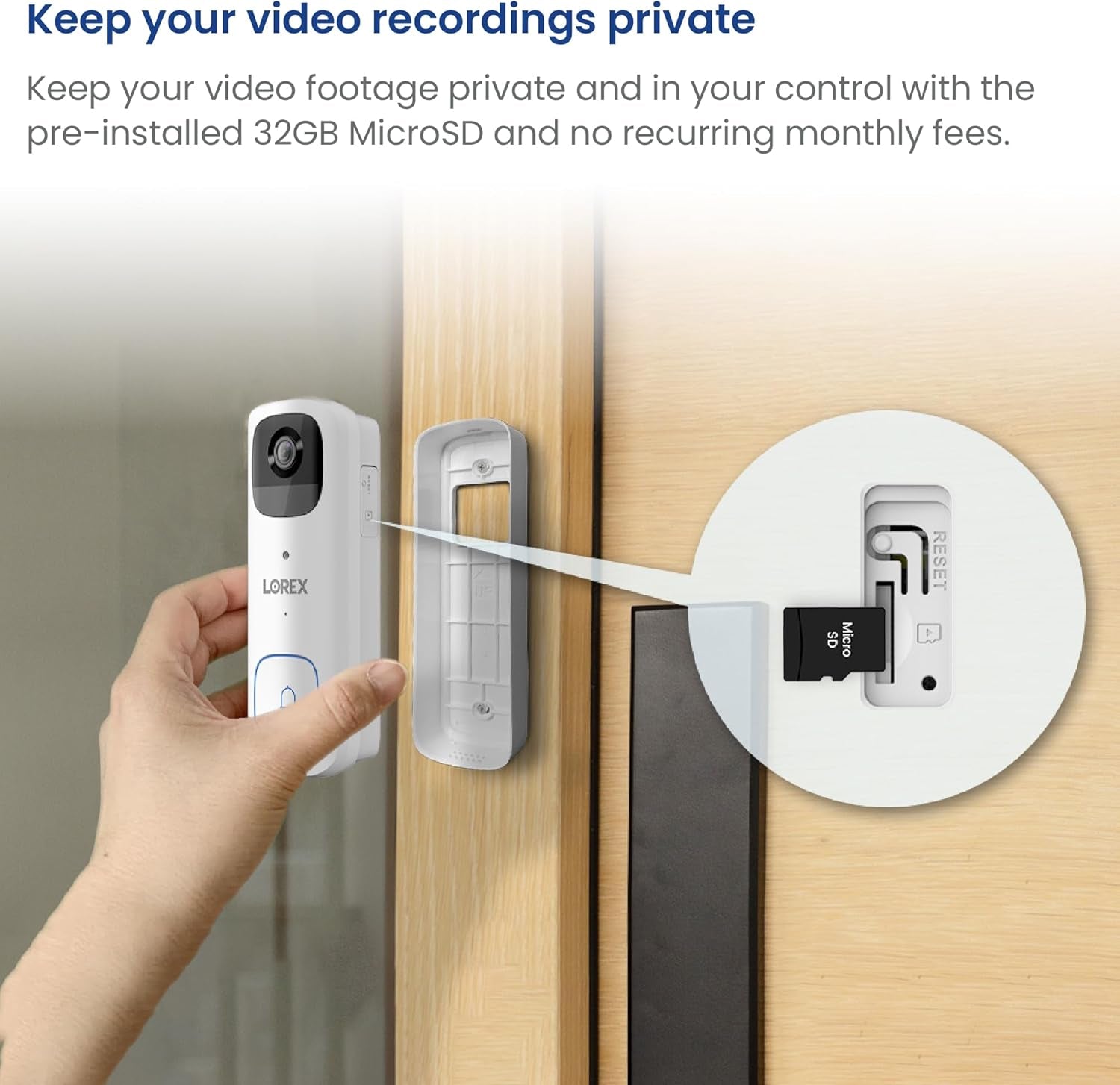 Lorex 2K Wireless Wifi Smart Video Doorbell Camera W/No Subscription Fee - Smart Security Lighting, Night Vision, Battery-Powered, Motion Detection (White)