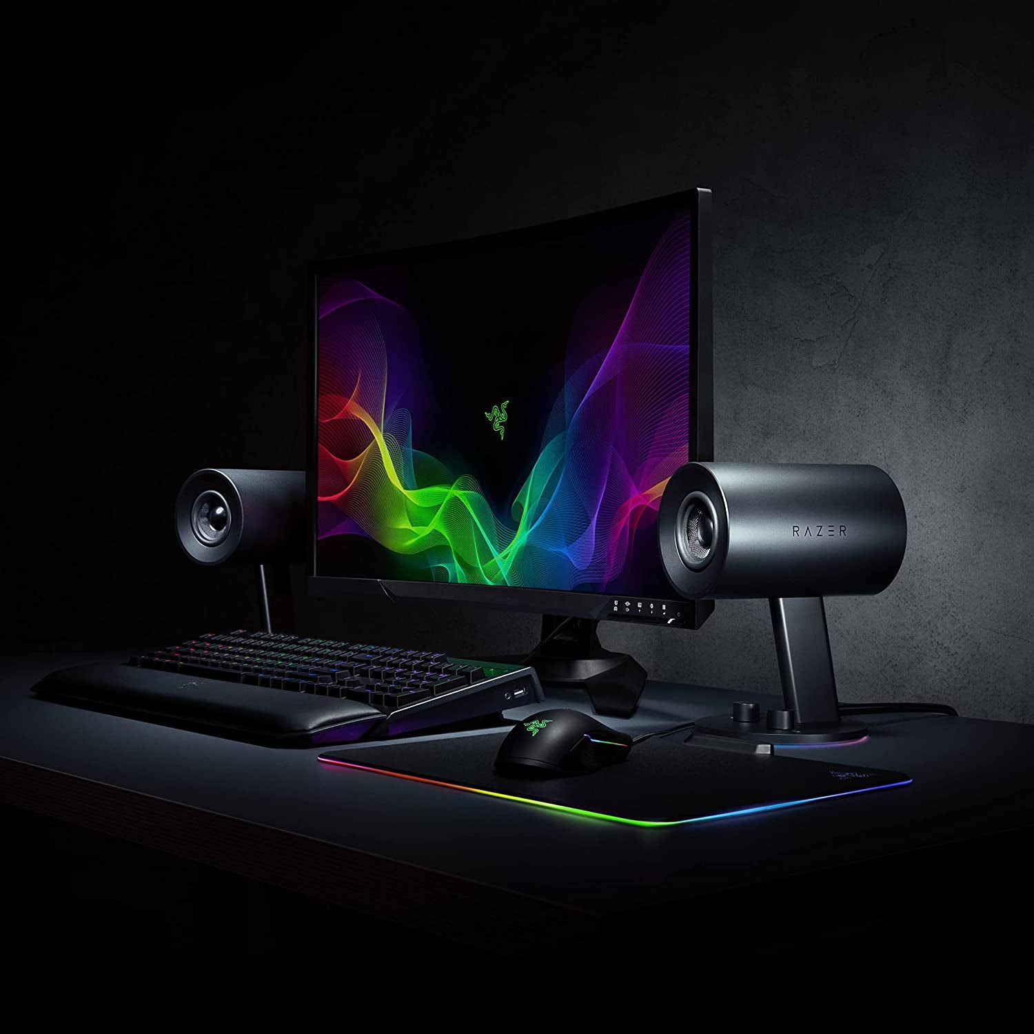 Razer Nommo Chroma 2.0 PC Gaming Speakers - Custom Woven 3" Glass Fiber Drivers, Rear-Facing Bass Ports, Adjustable Bass Control with Automatic Gain, Chroma Enabled, Black