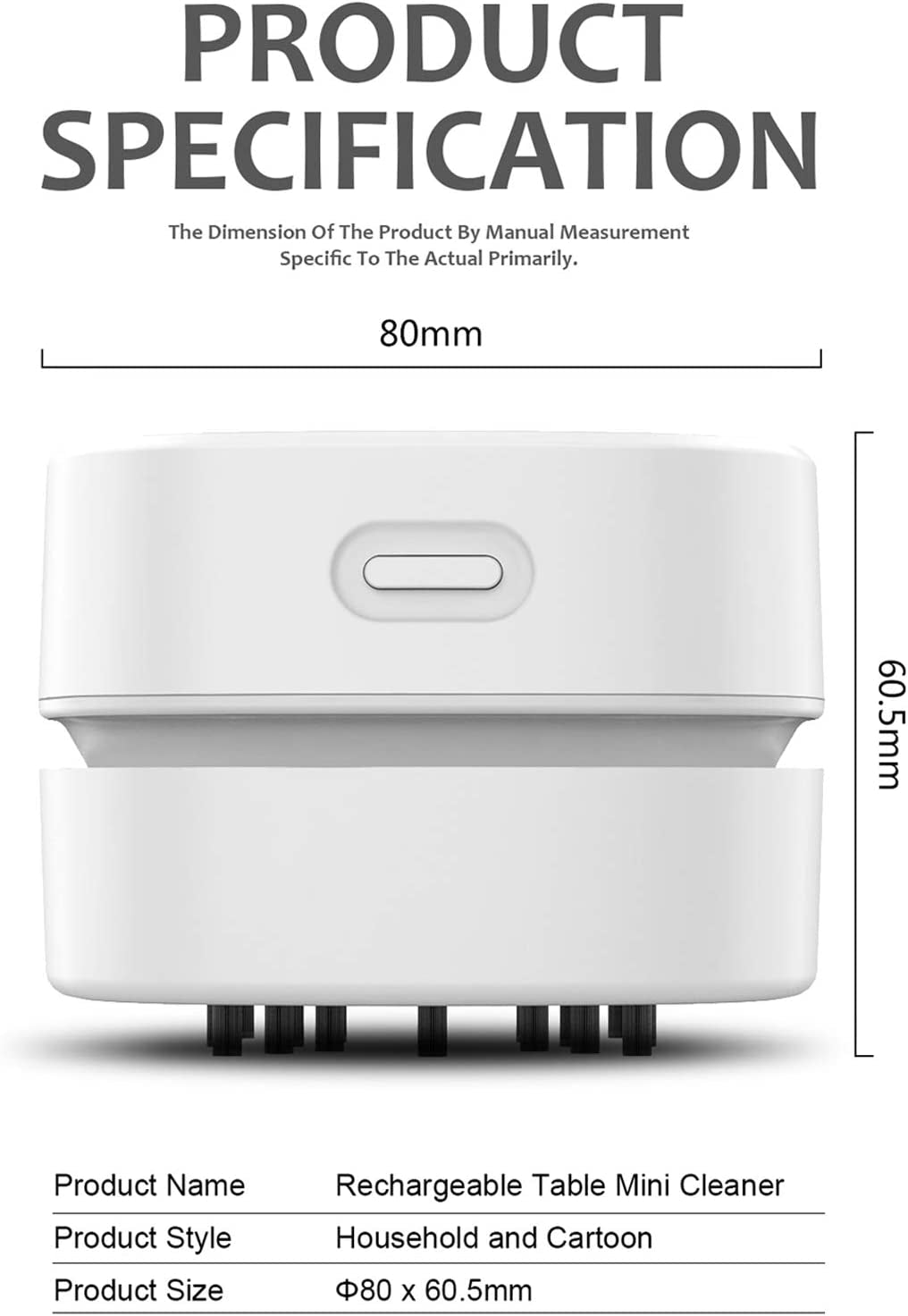 ODISTAR Cordless Mini Desktop Vacuum Cleaner with 360º Rotatable Design, Energy Efficient and Long-Lasting Battery Life for Home, Office, and School Use (White AA Battery)