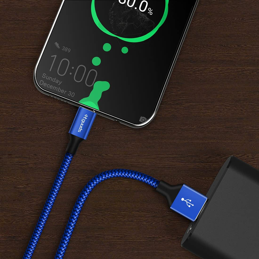 Etguuds 15-Foot USB C Cable (2-Pack) - Fast Charging USB A to USB Type C 2.0, Durable Nylon Braided Charger - Blue