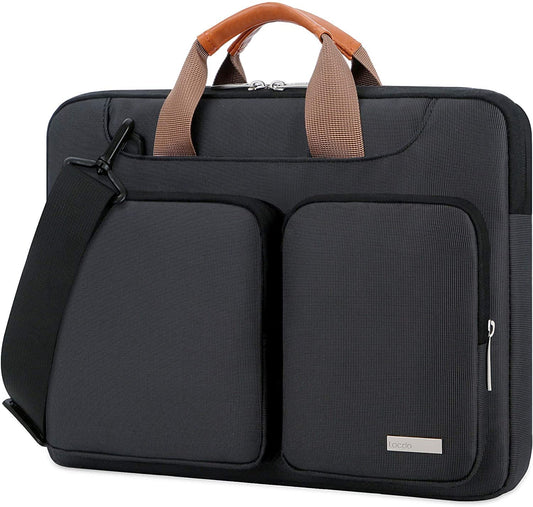 Lacdo 360° Protective Laptop Shoulder Bag, 15-15.6 Inch Laptop Sleeve Case for Acer HP Lenovo Dell ASUS Laptop, Acer Aspire, HP Pavilion, Dell Inspiron, Lenovo Ideapad,Asus Zenbook Computer Bag, Black