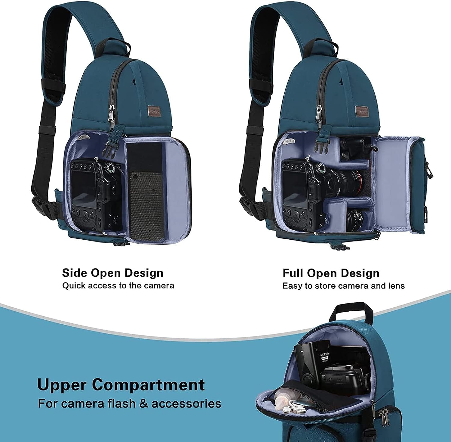 MOSISO Professional Camera Sling Bag for DSLR/SLR/Mirrorless Cameras, Shockproof Photography Backpack with Tripod Holder and Removable Modular Inserts, Compatible with Canon, Nikon, Sony, and Fuji