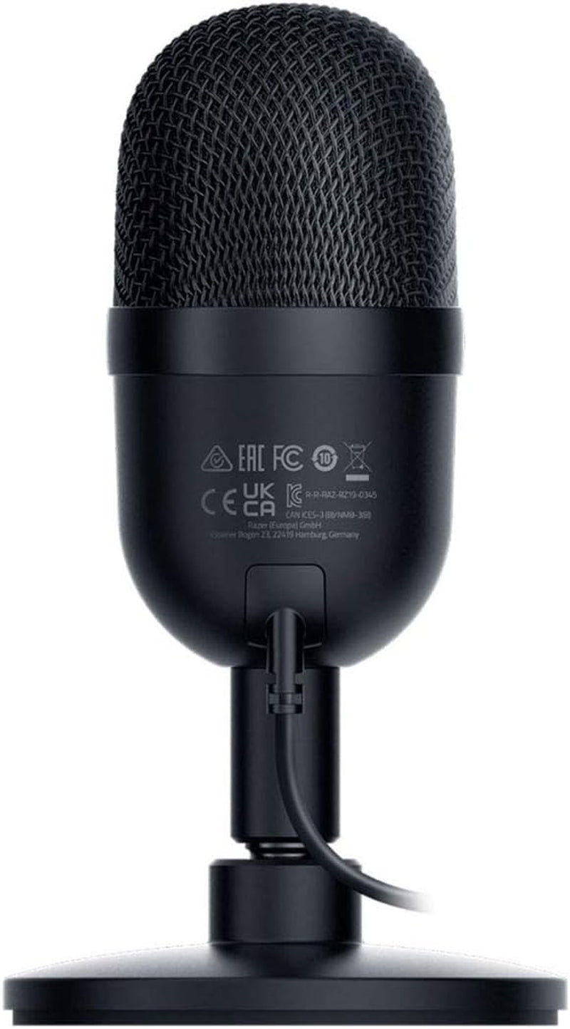Razer Seiren Mini USB Condenser Microphone for Professional Streaming and Gaming - Superior Recording Quality with Supercardioid Pickup Pattern - Adjustable Stand and Shock Resistance - Classic Black