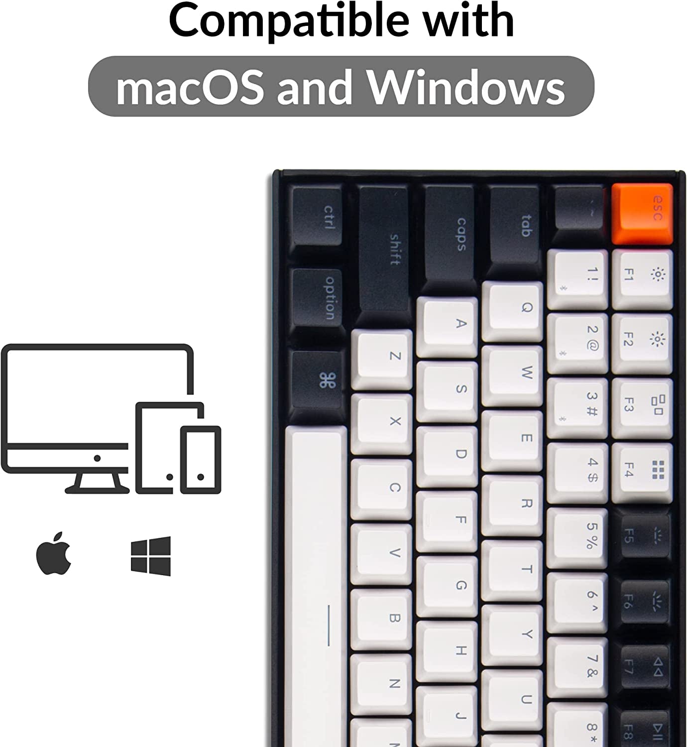Keychron K2 V2 75% Hot-Swappable Mechanical Keyboard - Bluetooth Wireless & USB Wired - Gateron G Pro Brown Switches - Double-Shot Keycaps - RGB Backlit - 84-Key Layout for Mac and Windows