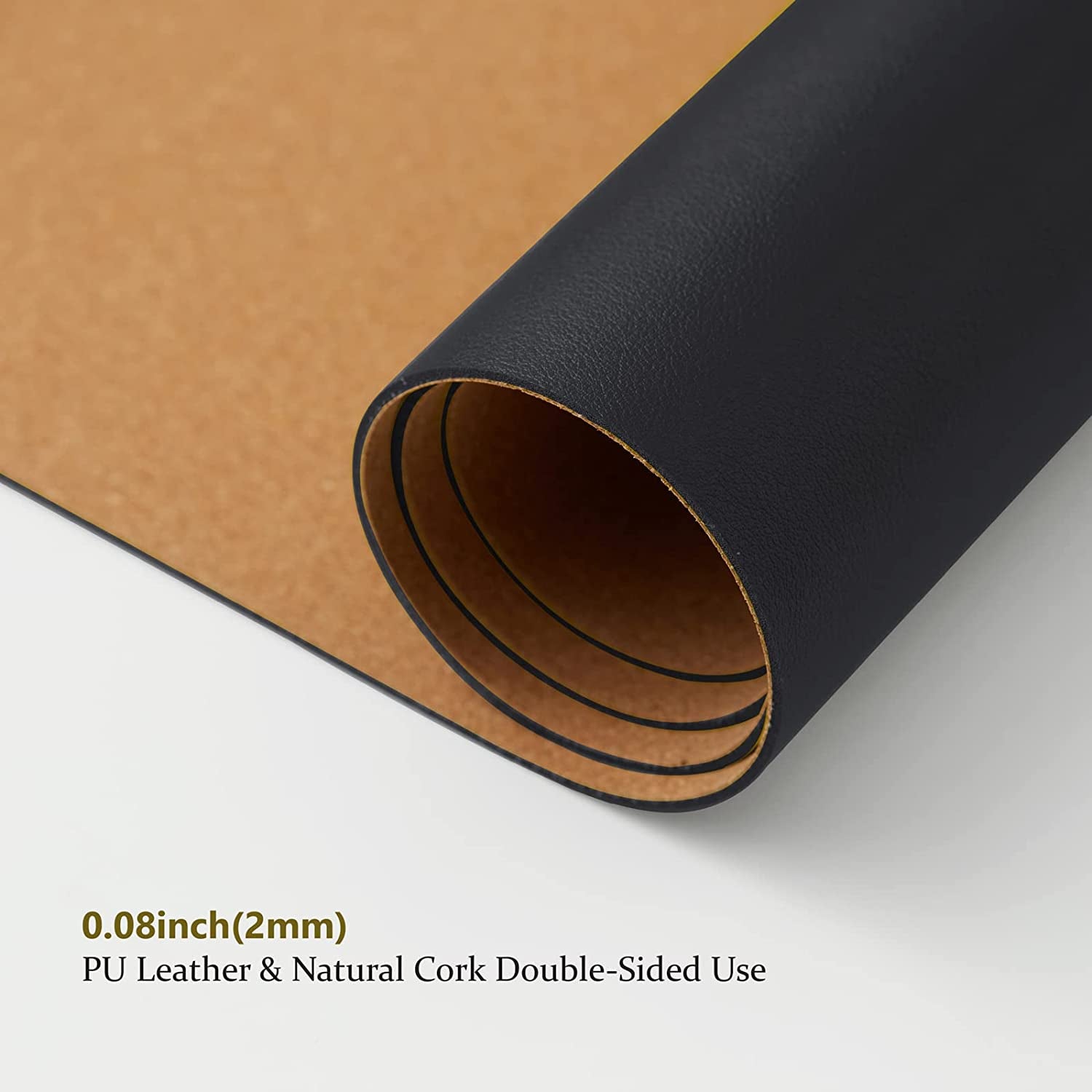 Compact Dual-Sided Cork Desk Mat - Versatile Desk Pad for Home and Office - Ideal for Mouse Usage and Desk Organization (Black, 23.6" x 11.8")