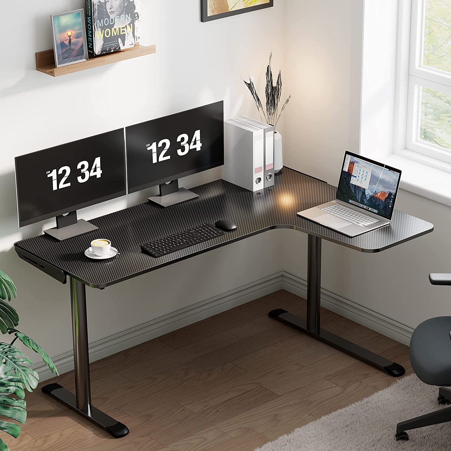 Eureka Ergonomic L-Shaped Gaming Desk, 60-Inch Home Office Corner PC Table with Mouse Pad and Cable Management, Space-Saving Design, Easy Assembly, Right Black