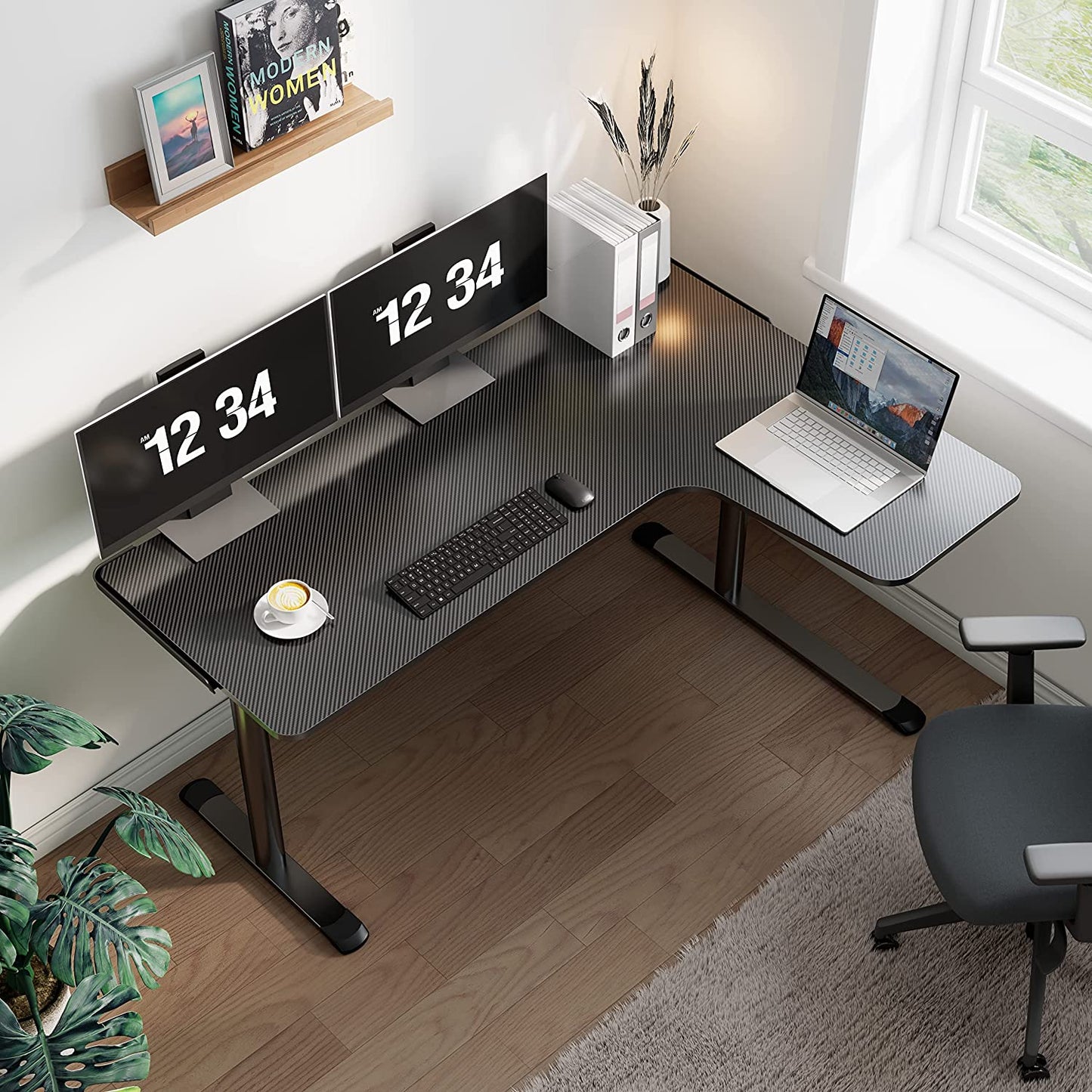 Eureka Ergonomic L-Shaped Gaming Desk, 60-Inch Home Office Corner PC Table with Mouse Pad and Cable Management, Space-Saving Design, Easy Assembly, Right Black
