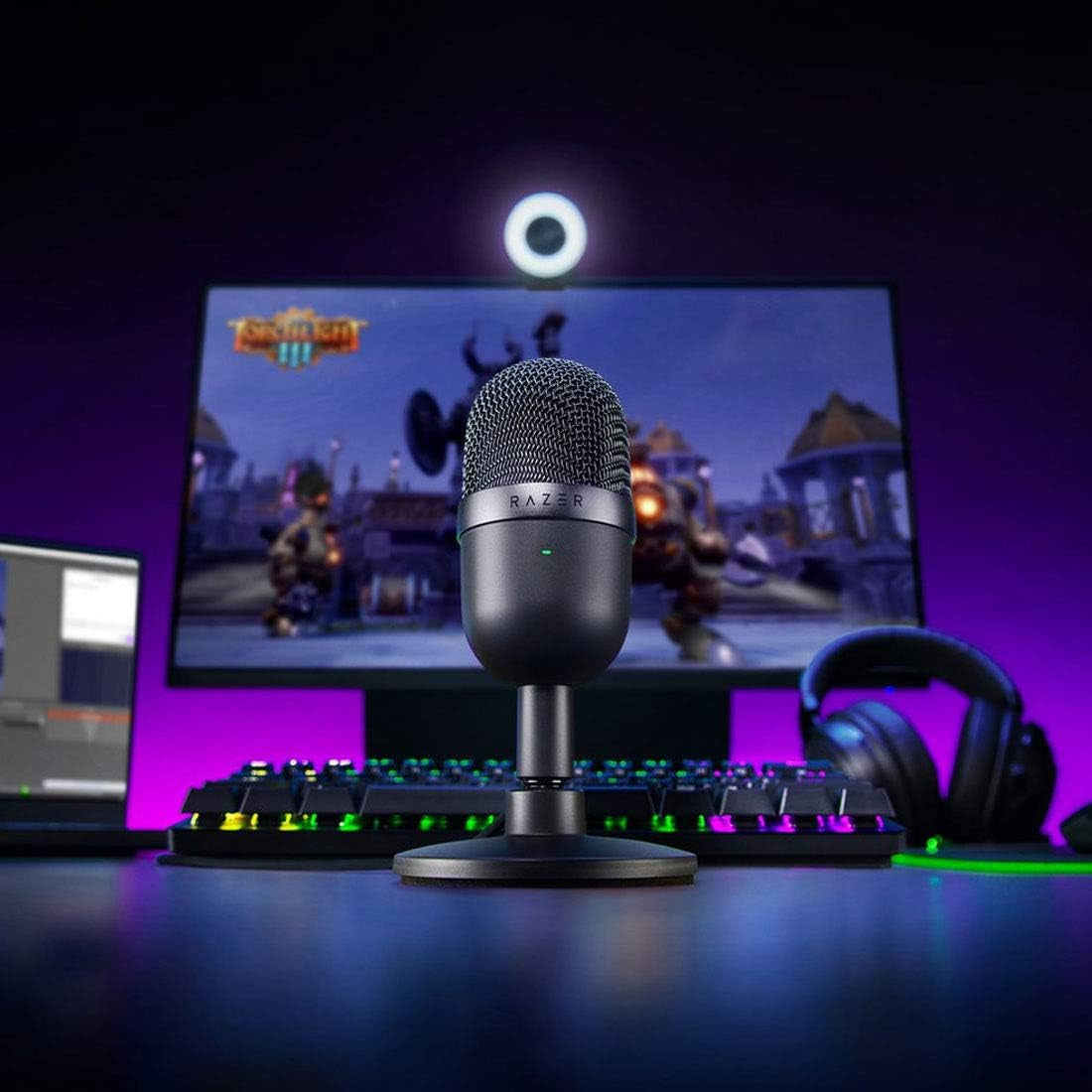 Razer Seiren Mini USB Condenser Microphone for Professional Streaming and Gaming - Superior Recording Quality with Supercardioid Pickup Pattern - Adjustable Stand and Shock Resistance - Classic Black