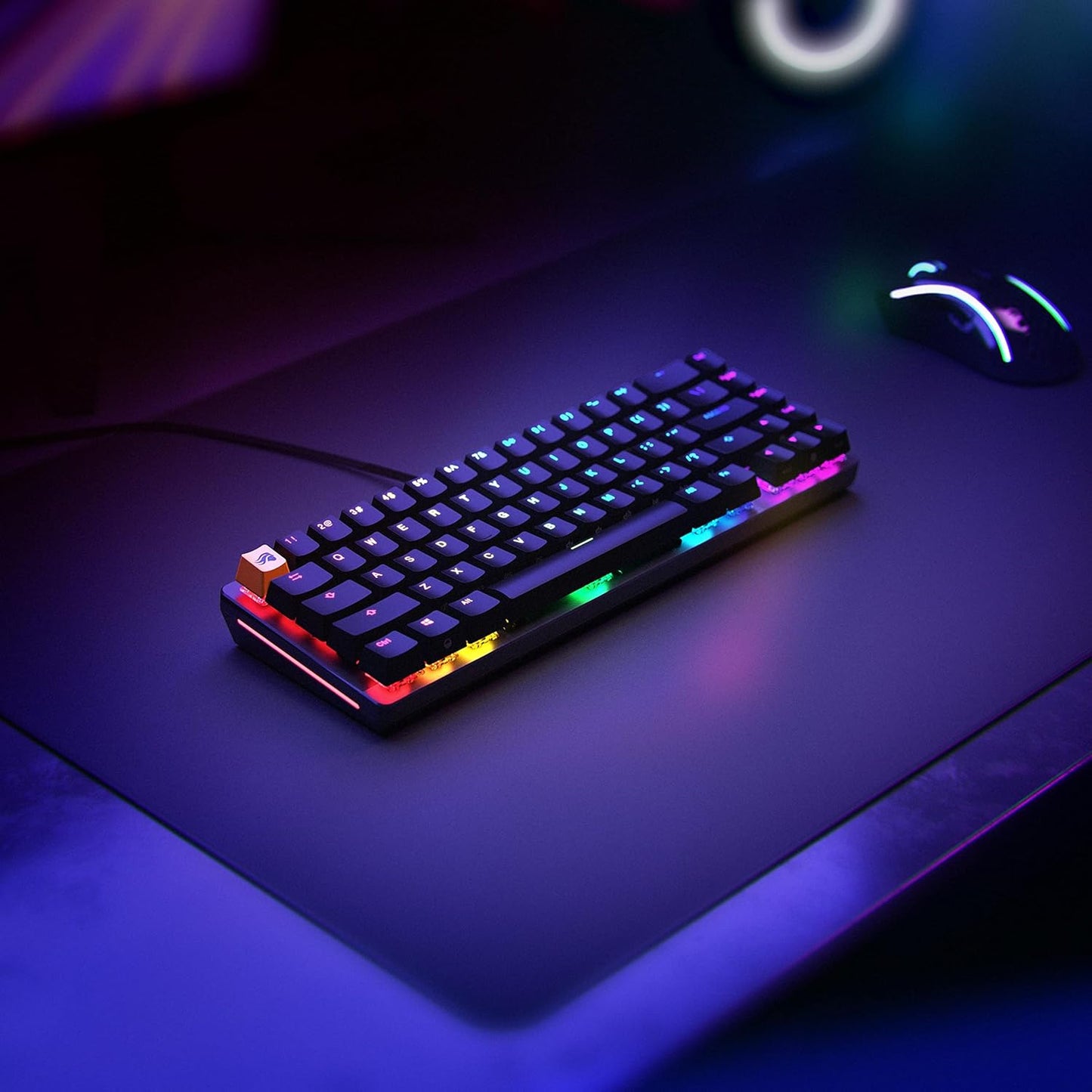 Glorious GMMK 60% Compact Mechanical Gaming Keyboard - USB-C Wired with RGB Hot-Swappable Switches and Keycaps - Black Metal Top Plate
