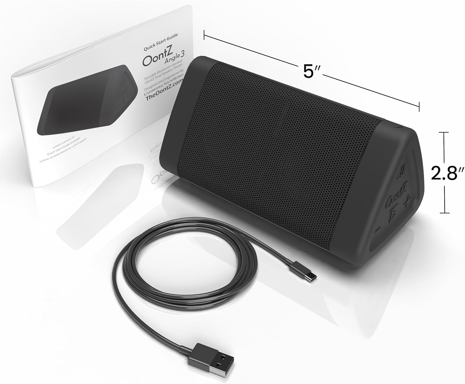 Oontz Angle 3 Portable Bluetooth 5.4 Speaker - 12W Audio Output, 24-Hour Battery Life, 100Ft Wireless Range, IPX5 Water-Resistant, Affordable for Travel, Outdoor, and Home Use (Black)