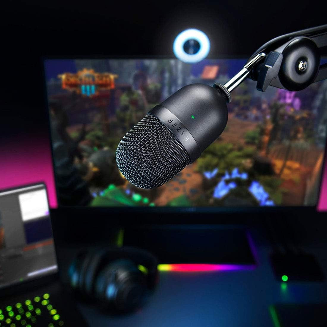 Razer Seiren Mini USB Condenser Microphone for Professional Streaming and Gaming - Superior Recording Quality with Supercardioid Pickup Pattern - Adjustable Stand and Shock Resistance - Classic Black