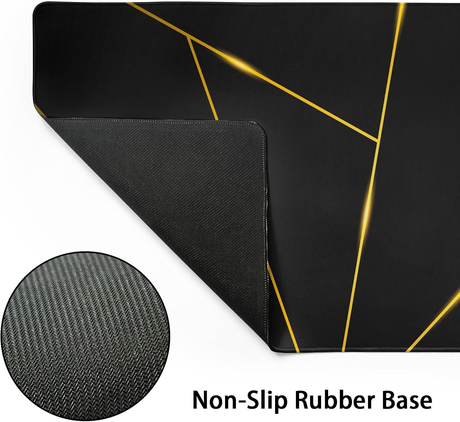Extended XL Gaming Mouse Pad 31.5 x 11.8 Inches with Stitched Edges, Waterproof Black Geometric Design, Non-Slip Rubber Base, Ideal for Work, Office, and Home Use