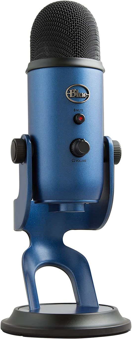 Logitech for Creators Blue Yeti USB Microphone - Versatile Studio and Condenser Mic for PC, Mac, Gaming, Recording, Streaming, and Podcasting with VO!CE Effects and 4 Pickup Patterns - Midnight Blue