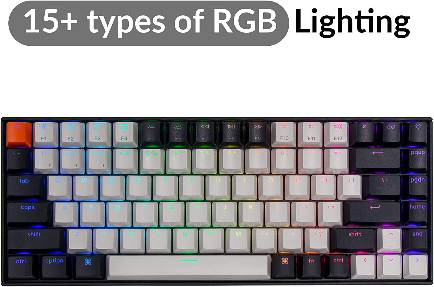 Keychron K2 V2 75% Hot-Swappable Mechanical Keyboard - Bluetooth Wireless & USB Wired - Gateron G Pro Brown Switches - Double-Shot Keycaps - RGB Backlit - 84-Key Layout for Mac and Windows