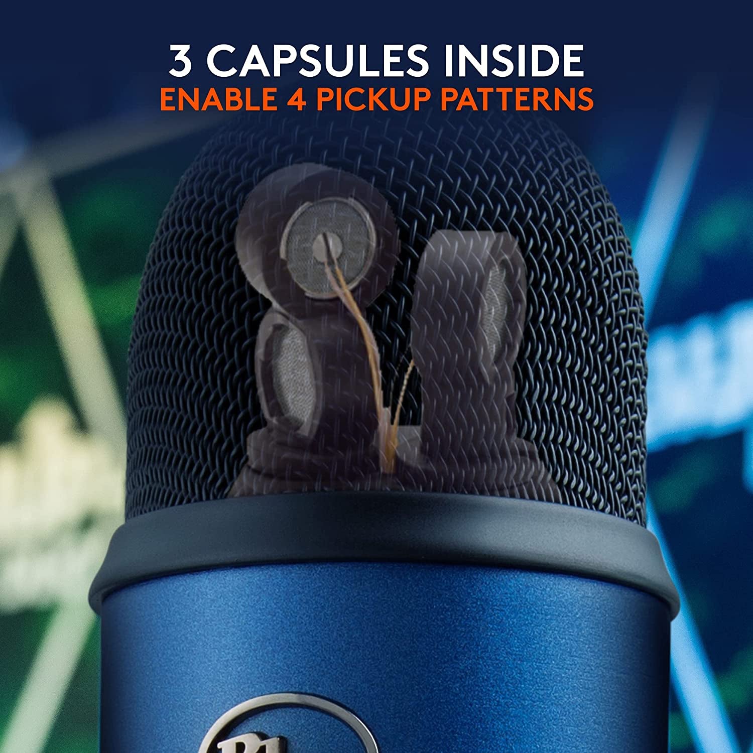 Logitech for Creators Blue Yeti USB Microphone - Versatile Studio and Condenser Mic for PC, Mac, Gaming, Recording, Streaming, and Podcasting with VO!CE Effects and 4 Pickup Patterns - Midnight Blue