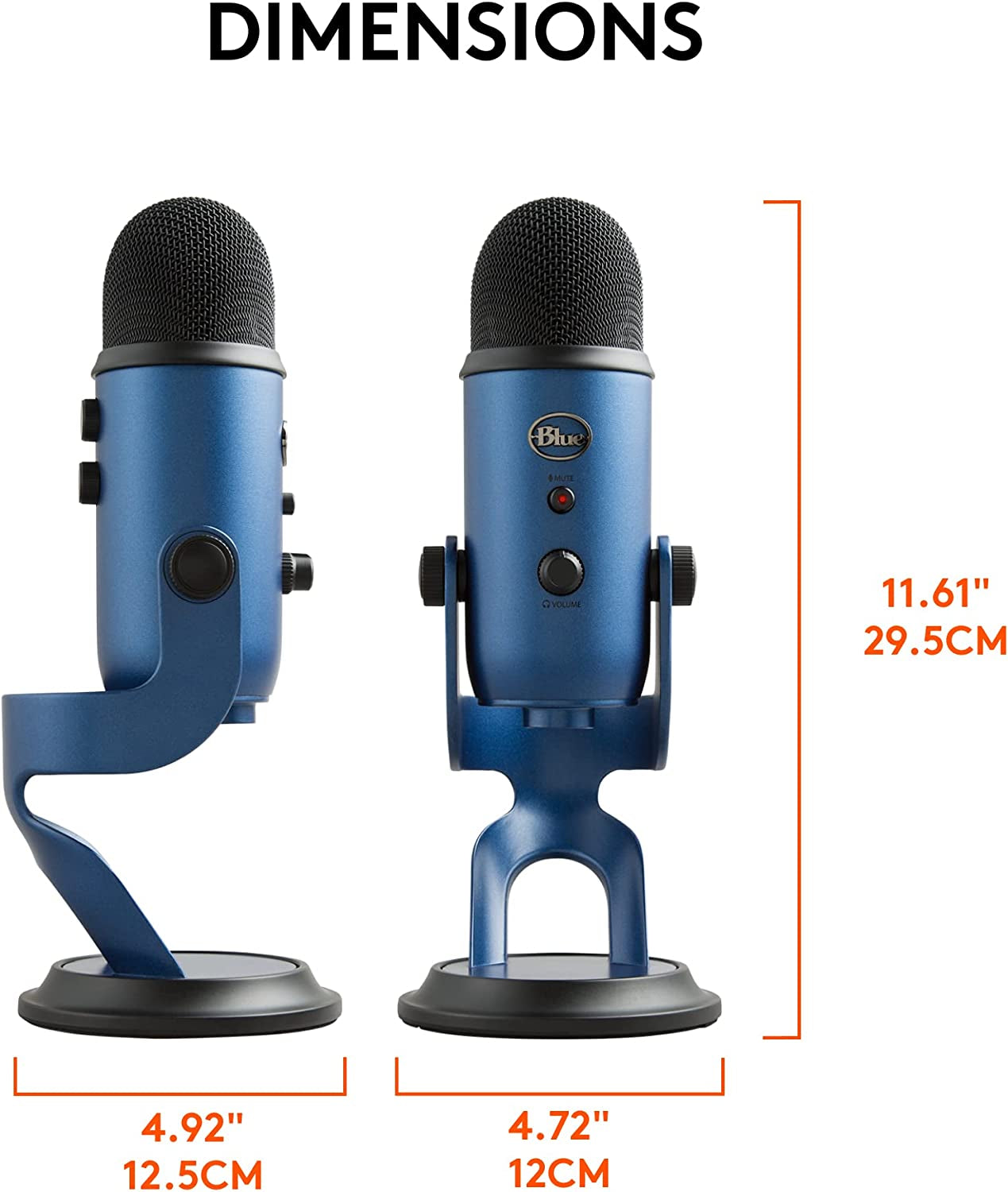Logitech for Creators Blue Yeti USB Microphone - Versatile Studio and Condenser Mic for PC, Mac, Gaming, Recording, Streaming, and Podcasting with VO!CE Effects and 4 Pickup Patterns - Midnight Blue