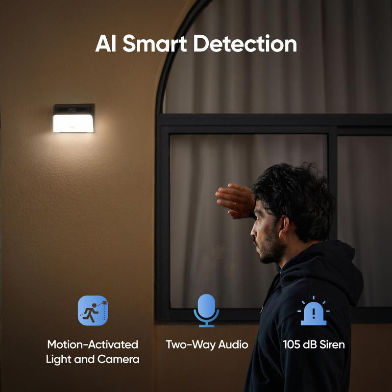Eufy Security Solar Wall Light Cam S120 - 2K Wireless Outdoor Security Camera with Forever Power and Motion Activated Lighting