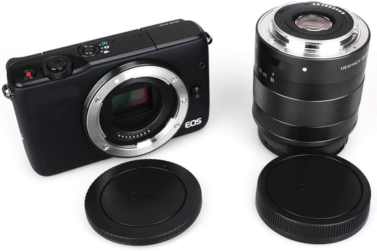 JJC 2-Pack Body and Rear Lens Cap Set for Canon EOS M Series Mirrorless Cameras and EF-M Mount Lenses