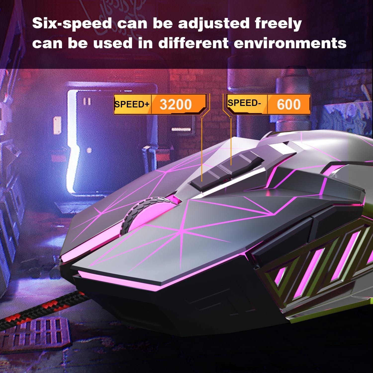 Magegee G10 Wired Gaming Mouse with 7-Color LED Backlighting, 6 Adjustable DPI Settings, Ergonomic Design, and 7 Programmable Buttons for PC Gamers