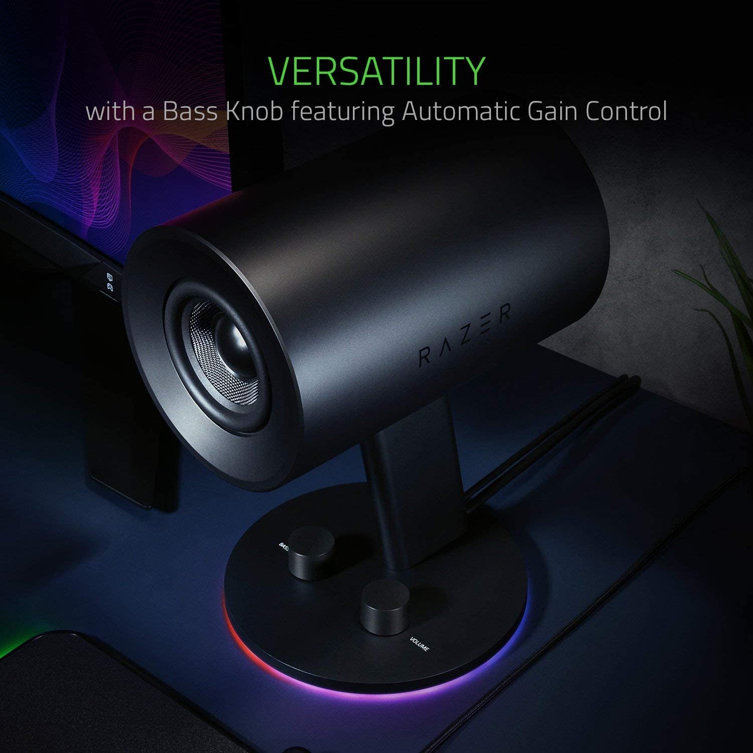 Razer Nommo Chroma 2.0 PC Gaming Speakers - Custom Woven 3" Glass Fiber Drivers, Rear-Facing Bass Ports, Adjustable Bass Control with Automatic Gain, Chroma Enabled, Black