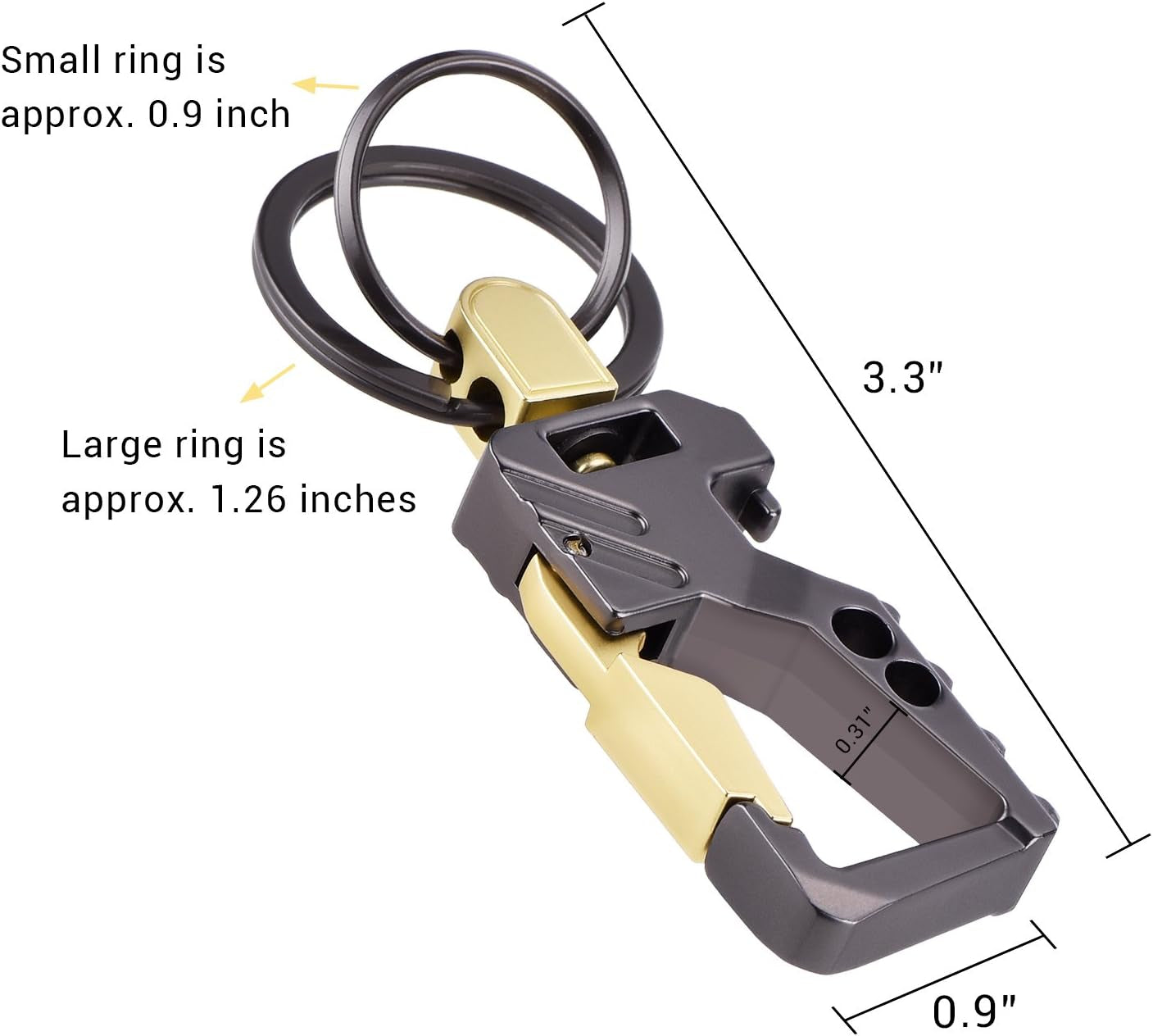 2-Pack Car Keychain Bottle Openers for Men and Women (Gunmetal and Gold)
