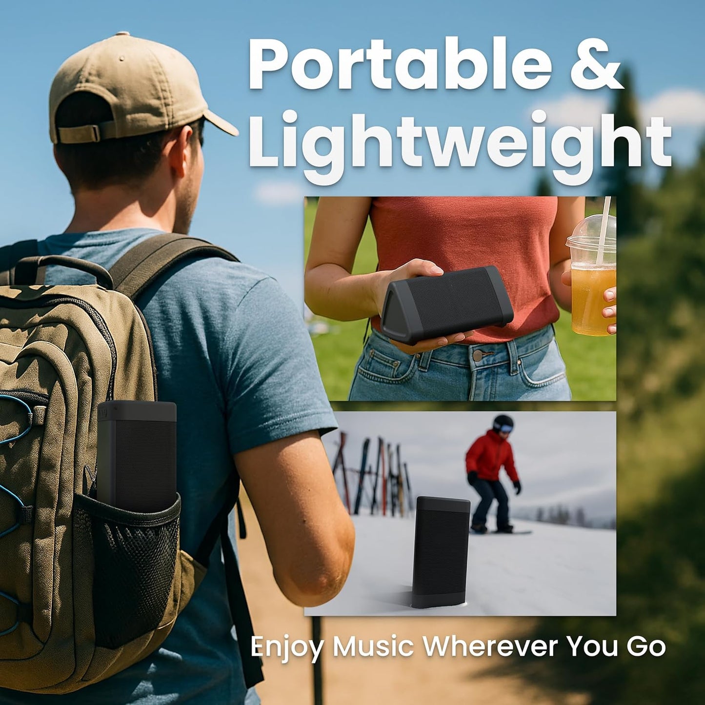 Oontz Angle 3 Portable Bluetooth 5.4 Speaker - 12W Audio Output, 24-Hour Battery Life, 100Ft Wireless Range, IPX5 Water-Resistant, Affordable for Travel, Outdoor, and Home Use (Black)