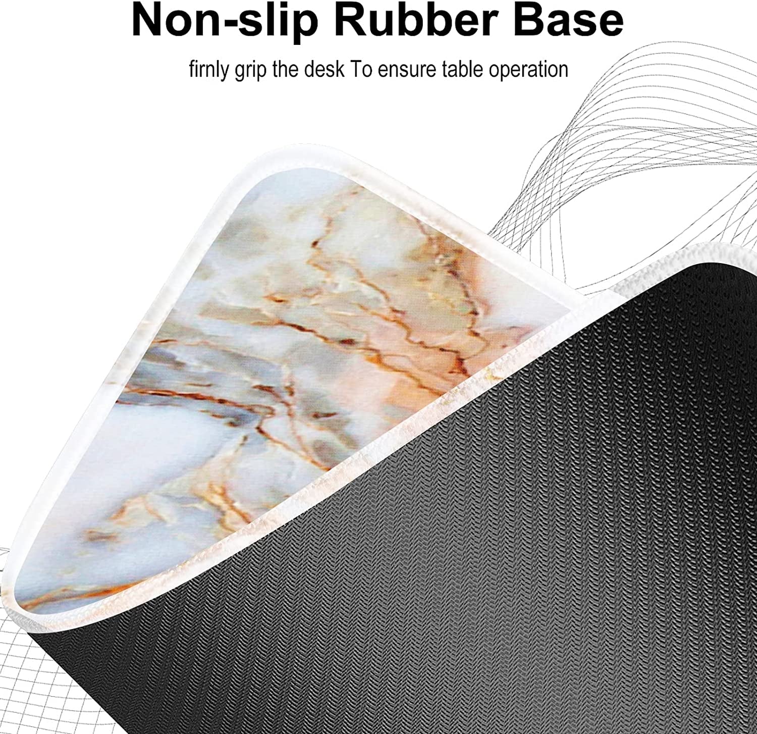 Oversized Pink Marble Gaming Mouse Pad - Extended Non-Slip Rubber Desk Mat with Stitched Edges (31.5" x 11.8" x 0.12")