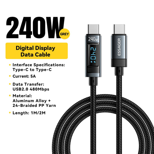 240W USB Type C to USB C Cable 100W PD 3.1 Fast Charging Charger Wire for Iphone 15 Pro Max Macbook Pro Xiaomi Samsung
