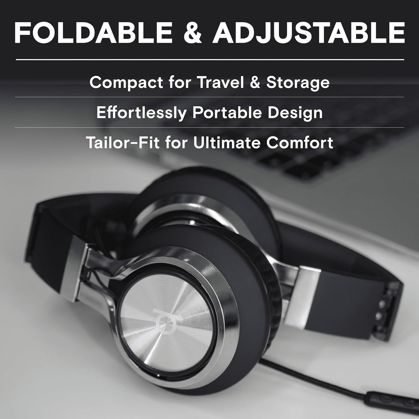 ARTIX CL750 Wired On-Ear Headphones with Microphone and Volume Control - Noise-Isolating, Foldable Design for Computer and Laptop Use, 3.5mm Aux Jack