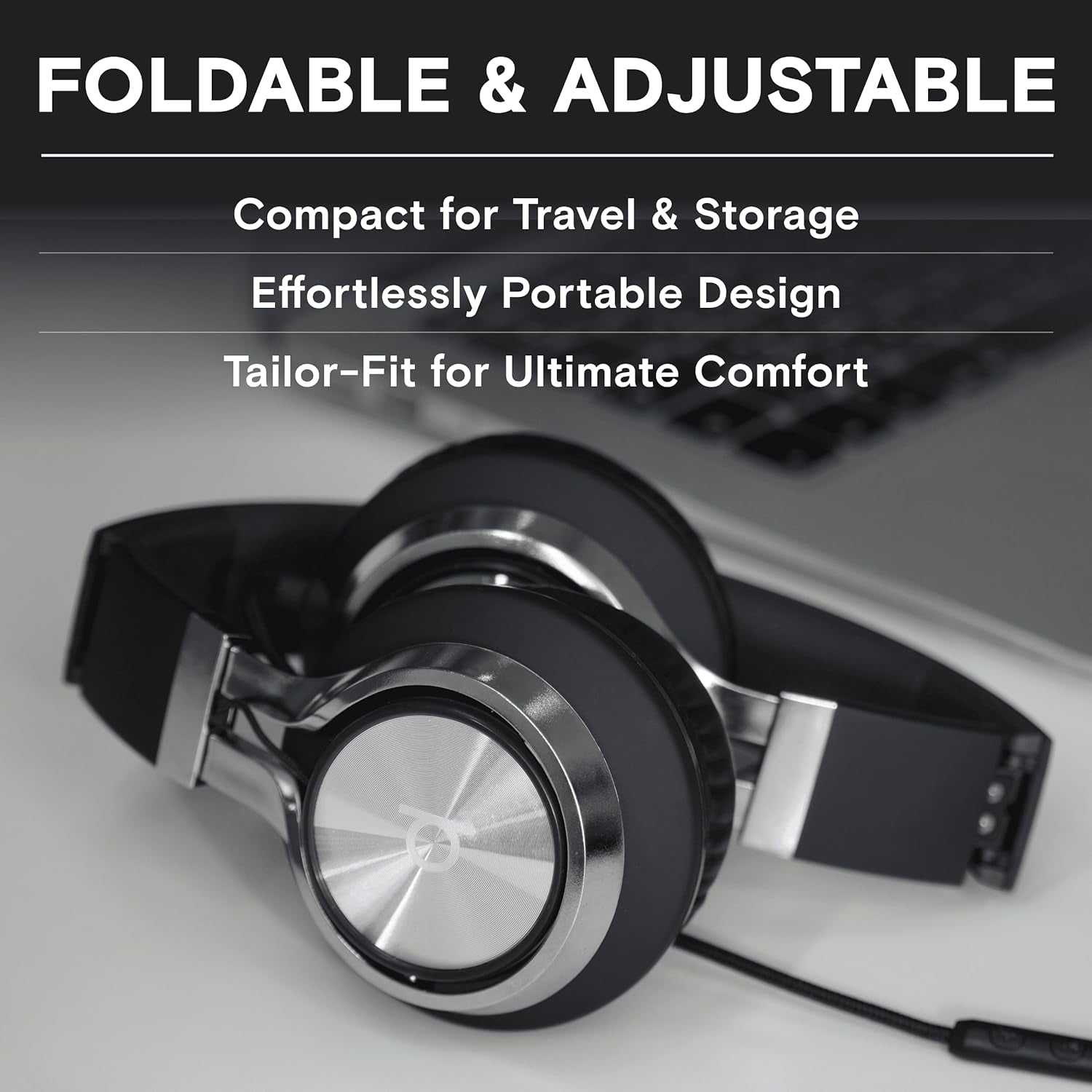 ARTIX CL750 Wired On-Ear Headphones with Microphone and Volume Control - Noise-Isolating, Foldable Design for Computer and Laptop Use, 3.5mm Aux Jack