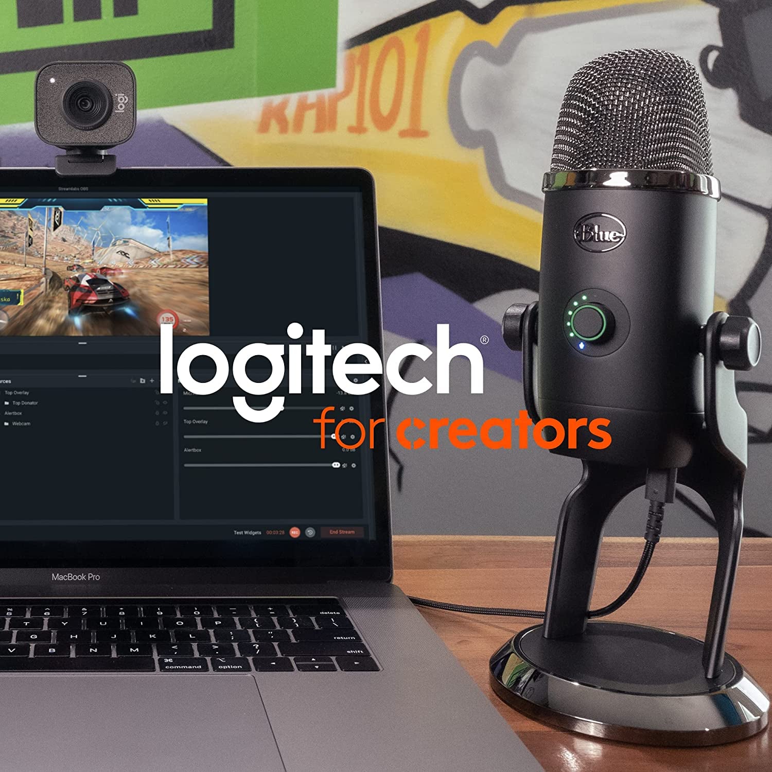 Logitech for Creators Blue Yeti USB Microphone - Versatile Studio and Condenser Mic for PC, Mac, Gaming, Recording, Streaming, and Podcasting with VO!CE Effects and 4 Pickup Patterns - Midnight Blue