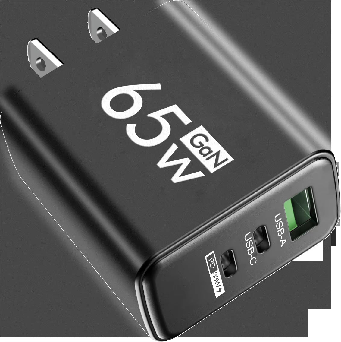 65W Gan USB C Charger 3 Ports Fast Charging Type C Phone Charger Adapter for Iphone 15 Samsung Xiaomi Huawei Quick Wall Charger
