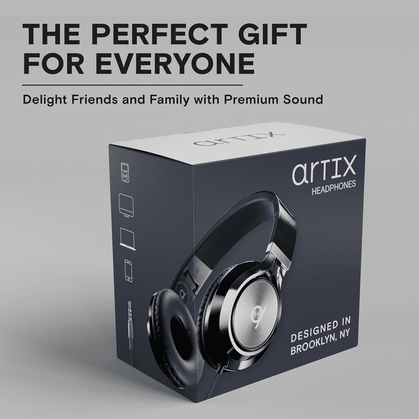 ARTIX CL750 Wired On-Ear Headphones with Microphone and Volume Control - Noise-Isolating, Foldable Design for Computer and Laptop Use, 3.5mm Aux Jack