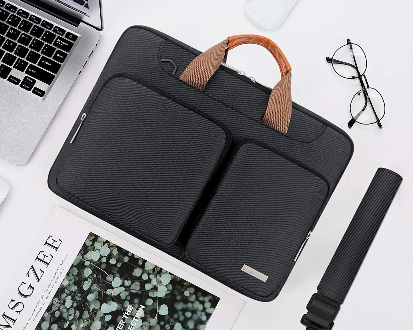 Lacdo 360° Protective Laptop Shoulder Bag, 15-15.6 Inch Laptop Sleeve Case for Acer HP Lenovo Dell ASUS Laptop, Acer Aspire, HP Pavilion, Dell Inspiron, Lenovo Ideapad,Asus Zenbook Computer Bag, Black