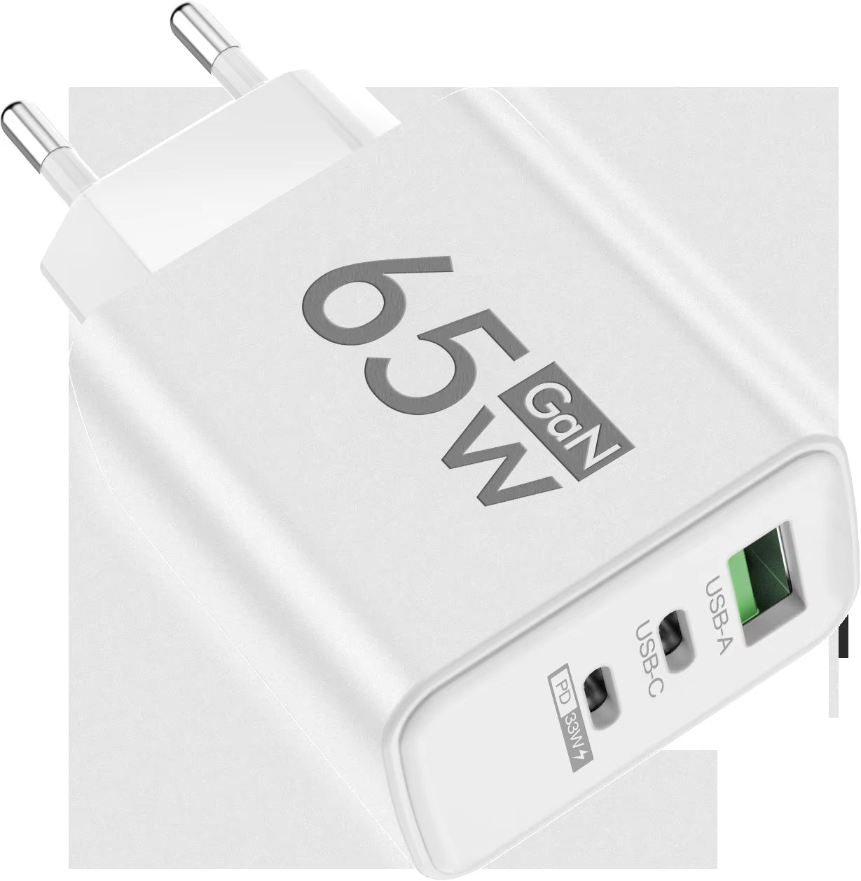 65W Gan USB C Charger 3 Ports Fast Charging Type C Phone Charger Adapter for Iphone 15 Samsung Xiaomi Huawei Quick Wall Charger