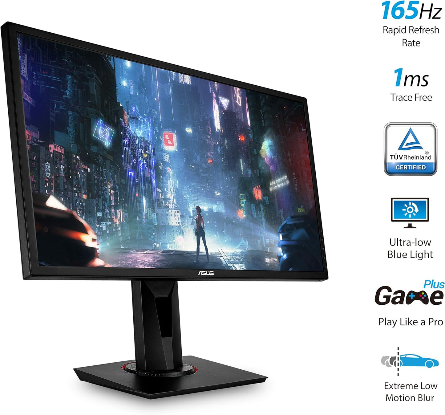 ASUS VG248QG 24-Inch G-SYNC Gaming Monitor, 165Hz, 1080P, 0.5ms Response Time, Eye Care Technology, DisplayPort, HDMI, DVI, Black