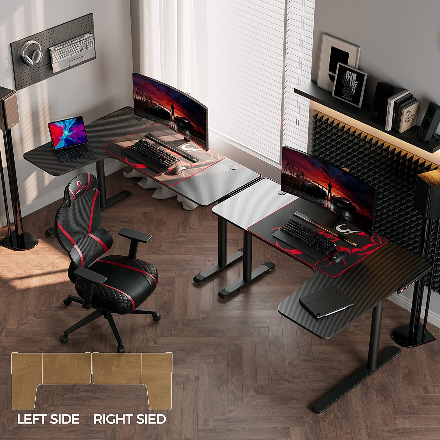 Eureka Ergonomic L-Shaped Gaming Desk, 60-Inch Home Office Corner PC Table with Mouse Pad and Cable Management, Space-Saving Design, Easy Assembly, Right Black