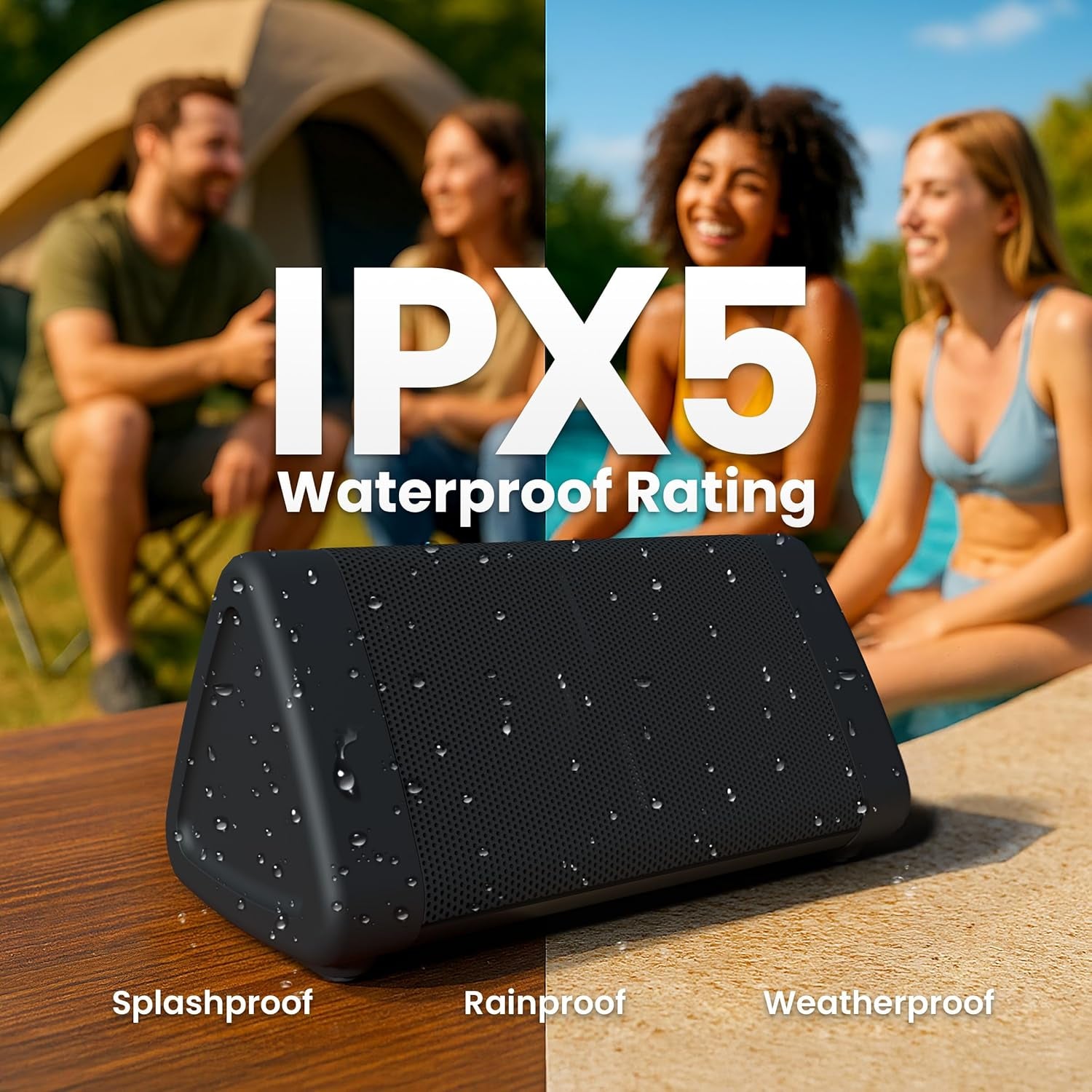 Oontz Angle 3 Portable Bluetooth 5.4 Speaker - 12W Audio Output, 24-Hour Battery Life, 100Ft Wireless Range, IPX5 Water-Resistant, Affordable for Travel, Outdoor, and Home Use (Black)